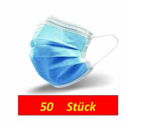 50 Stück ，Atemschutzmaske Mundschutz ，Mundschutz 3-lagig Einweg，3D Design ，Medizinisch Einweg OP Masken Gesicht Atem ，Blau