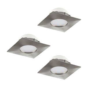 EGLO PINEDA LED Einbauspot 3er-Set, 78x78, Starr, 3-flg., nickel-matt,LED Platine,A+,95803