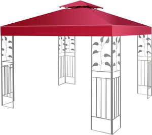 KOMFOTTEU 3 x 3 m střecha na pavilon, náhradní střecha na pavilon, střešní plachta na zahradu, balkon, pláž, nepromokavá náhradní střecha na pavilon, dvojitá náhradní střecha (vínově červená)