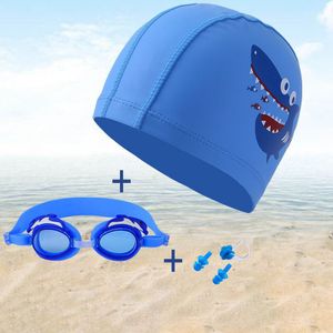 4 Stk Kinder Schwimmen Set, Anti Nebel Schwimmbrille Badekappe Nasenclips Ohrstöpsel Für Alter 2-10, Blau