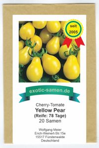 Gelbe, birnenförmige Mini-Tomate - gelbes Birnchen - yellow Pear - 20 Samen