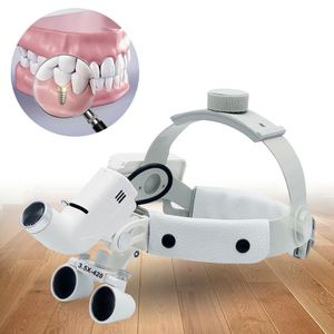 3.5X 420mm zubní binokulární lupa Lékařská lupa Lupa + LED bílá čelní lampa 5W (bílá)