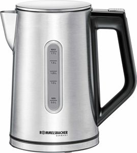 Rommelsbacher Wasserkocher WK 3000, 1,7 l, 3000 W, Černá, Nerezová ocel, Nerezová ocel, Nastavitelný termostat, Indikátor úrovně vody