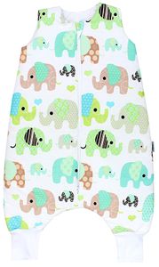 TupTam Baby Winterschlafsack mit Beinen  e Materialien 2.5 TOG Unisex, Farbe: Elefant Mint, Größe: 80-92