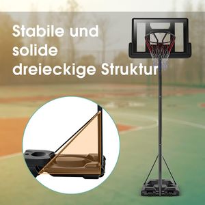 COSTWAY Basketballständer 260-305 cm höhenverstellbar, Basketballkorb mit Ständer & 2 Rädern, Korbanlage für Kinder, Erwachsene, mobiles Basketballanlage Indoor Outdoor