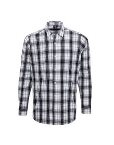 Premier Herren Hemd Kariert Shirt Langarm Holzfällerhemd Flanellhemd, Größe:S, Farbe:Black/White