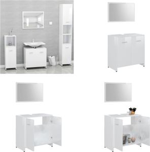 vidaXL Badmöbel Set Hochglanz Weiß Holzwerkstoff - Badezimmermöbel-Set - Badmöbel-Set - Badezimmerschrank - Badezimmerschränke