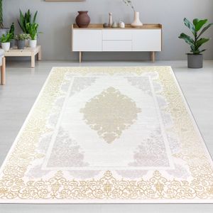 Teppich mit orientalischem Flair | | weiß gold grau Größe - 160 x 230 cm