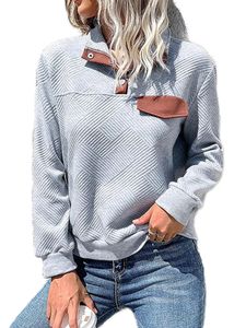 Frauen Stehen Kragen Sweatshirt Winter Retro T-Shirt Vintage Long Sleeve Jumper Tops