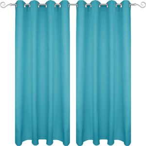 Gardine mit Ösen 140x225 cm ( Breite x Länge ) in Türkis, blickdichter Vorhang, Ösenvorhang in vielen Variationen