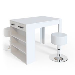 Súprava barového stola Livinity® Repose, 67 x 100 cm s 2 barovými stoličkami, biela