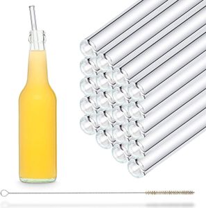 HALM Glasstrohhalme Wiederverwendbar Trinkhalm - 20 Stück gerade 27 cm lang + plastikfreie Reinigungsbürste - Spülmaschinenfest - Nachhaltig