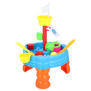 Eddy Toys Sand- und Wassertisch mit Zubehör, Eimer, Harke, Schaufel, Rolle, 5 Förmchen, Outdoor-Spielzeug, 58.5 cm