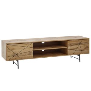 WOHNLING Lowboard Holz Eiche-Dekor 160x45x40 cm TV-Kommode mit zwei Türen, Design TV-Schrank Hoch, Fernsehtisch Fernsehschrank Modern, Fernsehkommode Wohnzimmer