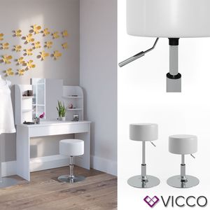 Dizajnová stolička Vicco / stolička na líčenie s nastaviteľnou výškou v bielej farbe