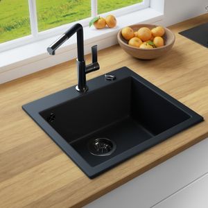 LINDBERGH® Granitspüle Schwarz "COL11" inkl. Siphon Küchenspüle Einbauspüle Küche Spülen