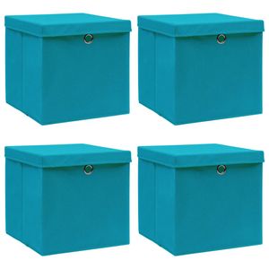 Skladovacie boxy Prolenta Premium s vekom 4 ks. Detská modrá 32×32×32 cm látka