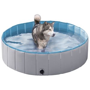 Yaheetech Hundepool für Hunde, Swimmingpool 140x 30 cm, Hund Planschbecken Schwimmbecken, Faltbarer Pool Badewanne Wasserbecken, Klappbares Haustier-Duschbecken