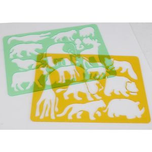 24x Tiere Malschablonen 2er Set Kunststoff Zeichnen Kunst Kinder Safari Löwe Mix