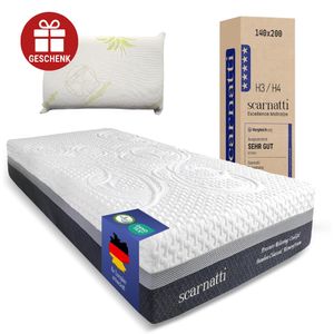 Kaltschaummatratze 160x200 Scarnatti™ Gel Memory Foam Matratze - 7-Zonen Druckentlastung - 27 cm hoch Bambus Aktivkohle Kaltschaummatratze 160x200 Scarnatti™ Gel Memory Foam Matratze - 7-Zonen Druckentlastung - 27 cm hoch Bambus Aktivkohle