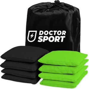 Dr Sport - Original Cornhole Bean Bag Set (8er) - 4 grün und 4 schwarz - Cornhole Säckchen Robuste Qualität - 400g 15x15cm