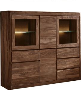 MASSIVMOEBEL24 Highboard Sheesham 166x40x145 smoked cherry gebeizt TORONTO #104