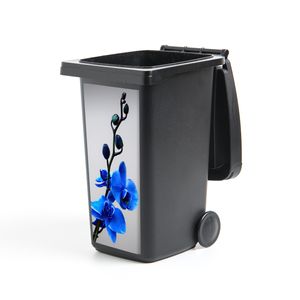 MuchoWow® Mülltonnenaufkleber Blaue Orchidee 44x98 cm - Containeraufkleber - Aufkleber - Mülltonnen-Aufkleber