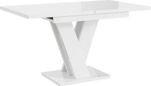 PROROOM FURNITURE Esstisch Weiß Hochglanz MALVI – Esszimmertisch Ausziehbar 120/160x80 cm, Modern Küchentisch Tisch Säulentisch Dining Table