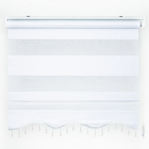 Doppelrollo Duorollo Raffrollo Zebrarollo Fensterrollo Klemmrollo Spot Ganz Weiß 80 x 200 cm (Breite x Länge)