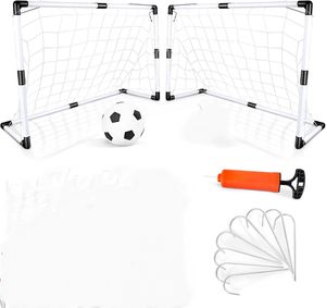2er Set Kinder Fußballtore mit Fußball,Tore und Pumpe Fussball Interaktiv Minitore Spielzeug Sportspaß für Garten Indoor