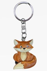 Schlüsselanhänger Fuchs,  Holz Anhänger, Schlüsselring Glücksbringer Tier, Füchse