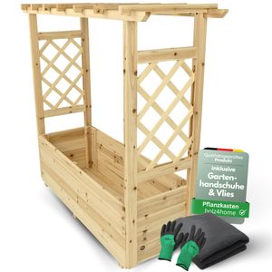 holz4home® Pflanzkasten M mit Dach aus Tannenholz inkl. Vlieseinlage I Blumenkasten für Garten, Terrasse I Pflanzkübel Blumenkübel Rankgitter