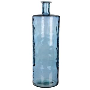 Mica Decorations Guan Glasflasche - H75 x Ø25 cm - Recyceltes Glas - Blau