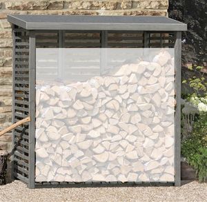 Kaminholzregal Flammo L mit Rückwand KI grau 208x75x200cm