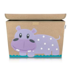 Lifeney Aufbewahrungsbox Kinder groß 51 x 36 x 36 I Spielzeugkiste I Kiste mit Deckel für Kinderzimmer I Aufbewahrungsboxen mit Deckel I Spielzeugaufbewahrung (Hippo)