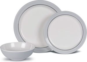 Geschirr Set 12teilig Melamin Camping Picknick Geschirr klassisches Grau Gesc...