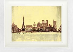 Paris Gerahmtes Bild Mit Edlem Passepartout | Wand-Bilder | Im Bilderrahmen - Städte-Collage, Vintage Style (30 x 40 cm)