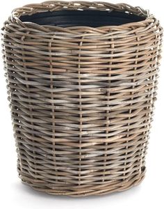 Rattan-Trockentopf – ø 50 x 52 cm – Drypot - Übertopf mit recyceltem, wasserdichtem Kunststoff im Inneren – Blumentöpfe - Grau