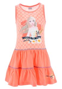 Frozen - Die Eiskönigin Elsa Kinder Mädchen Kleid Träger-Kleid Sommer-Kleid, Farbe:Apricot, Größe Kids:128
