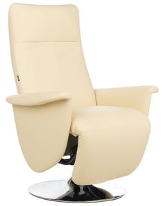 BELIANI Sessel Creme Kunstleder mit Relaxfunktion Armlehnen Standfuß Hohe Rückenlehne Elektrisch Verstellbar Fußteil zum Aufklappen Modern Wohnzimmer