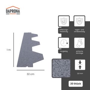 DAPRONA Dachschindeln, Hexagonal Muster 1m x 32cm, 20 Stück Grau Bitumenschindeldach für Gartenhaus, Carport