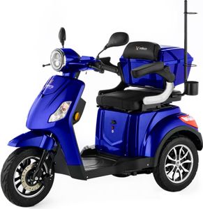 Elektromobil Veleco Draco - Elektromagnetische Bremse - 3-Rad Seniorenmobil - Fertig montiert - Mobilitätsroller - Stabil uns Sicher (Blau)