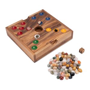 Big Hole für 2 bis 6 Spieler - Spielfeld 21 x 21 cm - aus Holz mit Edelsteinen