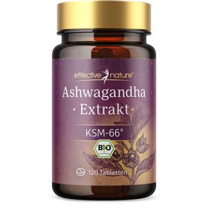 Bio Ashwagandha 120 Tabletten -  600 mg Ashwagandha Bio - Davon 5% Withanolide - Reicht für 60 Tage