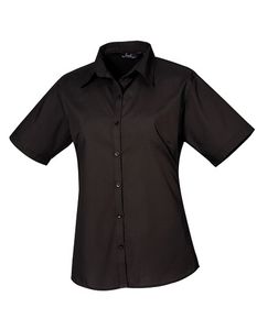 Premier Workwear Damen Popeline Bluse kurzarm PR302 black 42 (L/14)