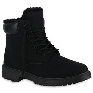 VAN HILL Herren Warm Gefütterte Worker Boots Bequeme Profil-Sohle Schuhe 840855, Farbe: Schwarz, Größe: 43