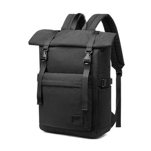 Rucksack für 15.6 Zoll Laptop Roll-Top Schultasche Mädchen und Junge Schulrucksack Herren Damen Rucksäcke für die Geschäftsreise und Urlaub (Schwarz)