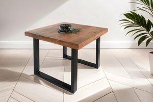 Esstisch 80x80cm Akazienholz nussbaumfarben gerade Kante U-Gestell schwarz RIO