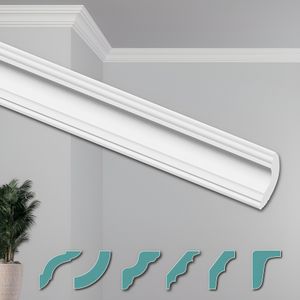 HEXIMO Deckenleisten modern XPS Styropor weiß, 2 Meter Stuckleisten Sytroporleisten Zierleisten Stuck Eckleisten (Musterstück ZG6)