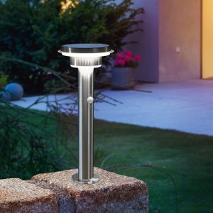 esotec Solar PIR-Standleuchte TINI 45 | Edelstahl-Gehäuse Li-Ion Akku 102596